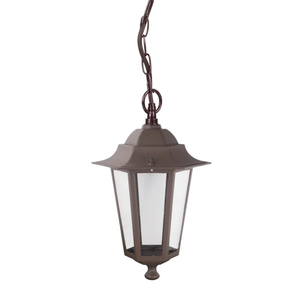 PENDENTIF EXTERNE LAMPE HEXAGONALE ROUILLE BRUNE