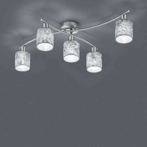 PLAFOND 5 LUMIÈRES PICCOLO ARGENTÉES