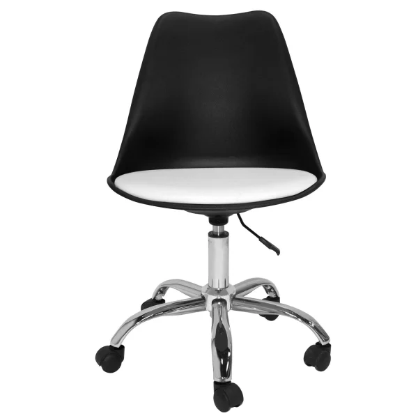 CHAISE DE TOUR NOIRE/COUSSIN DE BUREAU BLANC