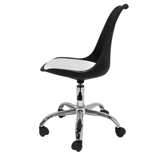 CHAISE DE TOUR NOIRE/COUSSIN DE BUREAU BLANC