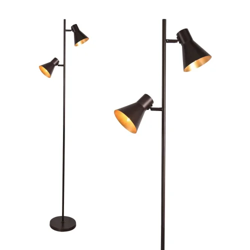 LAMPE DE PLANCHER DÉCORATIVE 2 LUMIÈRES BRUNES CLARENCE