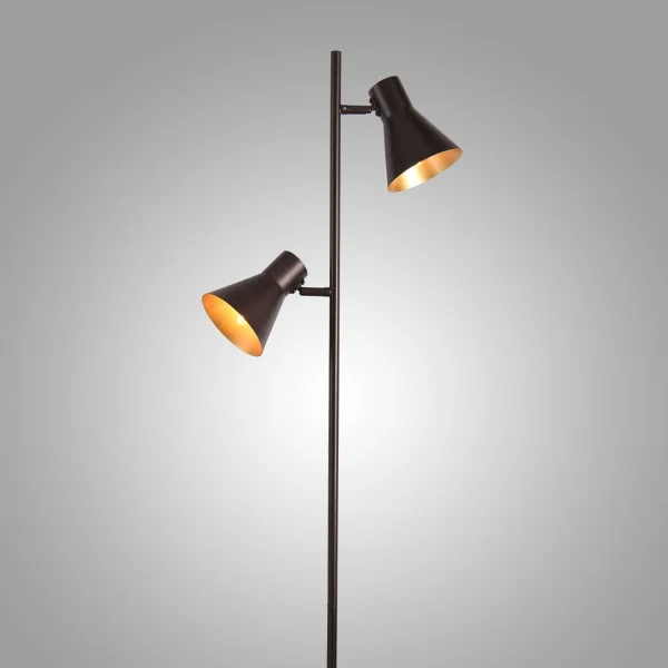 LAMPE DE PLANCHER DÉCORATIVE 2 LUMIÈRES BRUNES CLARENCE