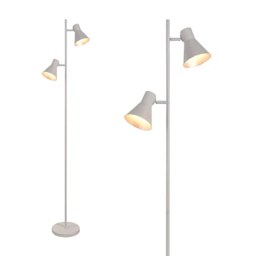 LAMPE DE PLANCHER DÉCORATIVE 2 LUMIÈRES BLANCHES CLARENCE