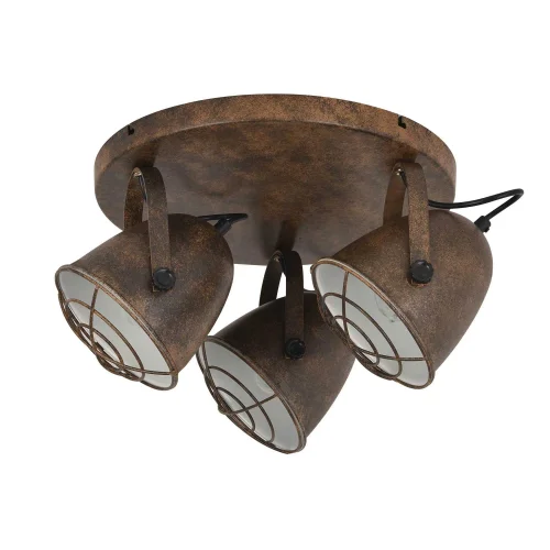 PLAFOND DÉCORATIF 3 LUMIÈRES DE STUTTGART BRUN ROUILLE