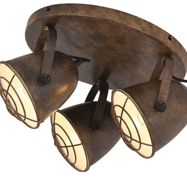 PLAFOND DÉCORATIF 3 LUMIÈRES DE STUTTGART BRUN ROUILLE