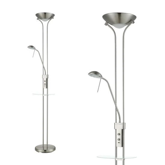 LAMPADAIRE LED AYMERICK 19W+5W 3000K USB NICKEL SATINÉ 2