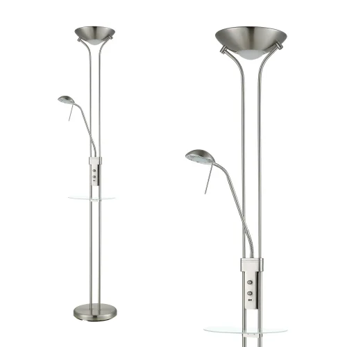 LAMPADAIRE LED AYMERICK 19W+5W 3000K USB NICKEL SATINÉ