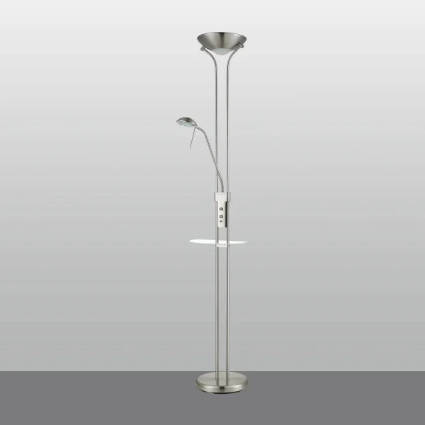 LAMPADAIRE LED AYMERICK 19W+5W 3000K USB NICKEL SATINÉ