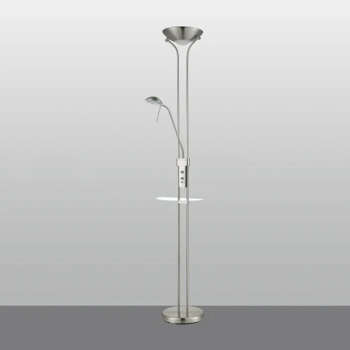 LAMPADAIRE LED AYMERICK 19W+5W 3000K USB NICKEL SATINÉ