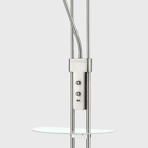 LAMPADAIRE LED AYMERICK 19W+5W 3000K USB NICKEL SATINÉ