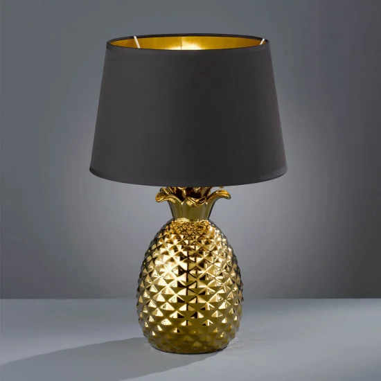 LAMPE DE TABLE ANANAS CÉRAMIQUE OR 43CM 2