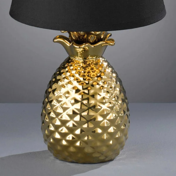 LAMPE DE TABLE ANANAS CÉRAMIQUE OR 35CM