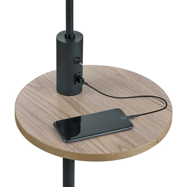 LAMPE DE PLANCHER DAGNY USB MÉTAL NOIR