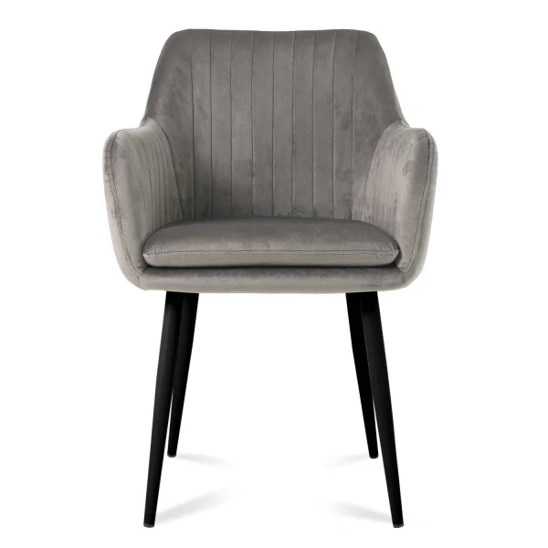 FAUTEUIL BORIS GRIS JAMBES NOIRES