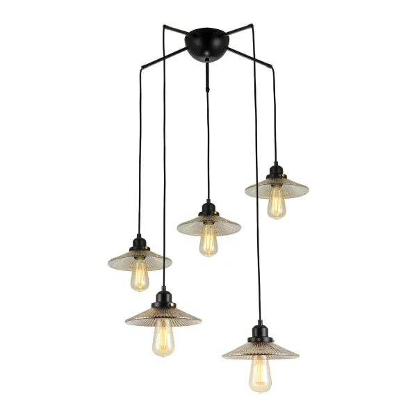 LAMPE 5 LUMIÈRES VERRE ABIE - AMBRE