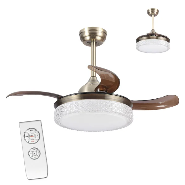 VENTILATEUR DE PLAFOND LED KINGSTON 4P CUIR PLIANT RÉGLABLE