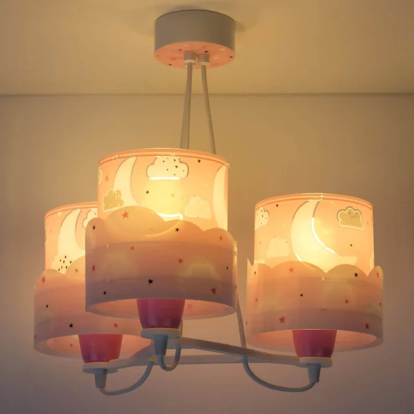 LAMPE POUR ENFANTS 3 LUMIÈRES DE LUNE E27 ROSE