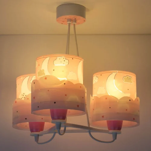 LAMPE POUR ENFANTS 3 LUMIÈRES DE LUNE E27 ROSE