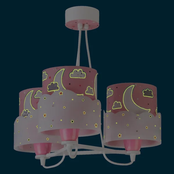 LAMPE POUR ENFANTS 3 LUMIÈRES DE LUNE E27 ROSE