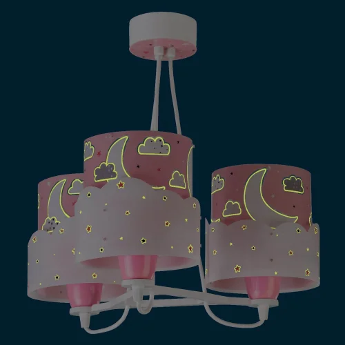 LAMPE POUR ENFANTS 3 LUMIÈRES DE LUNE E27 ROSE