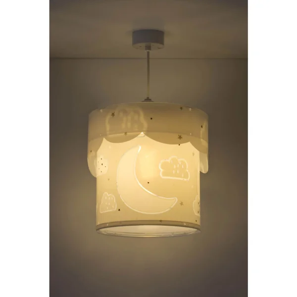 PENDENTIF LAMPE LUNE E27 GRIS