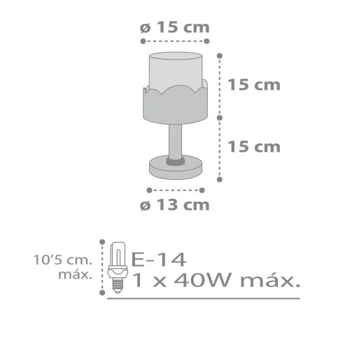 LAMPE DE TABLE POUR ENFANTS GRISE E14 MOON E14
