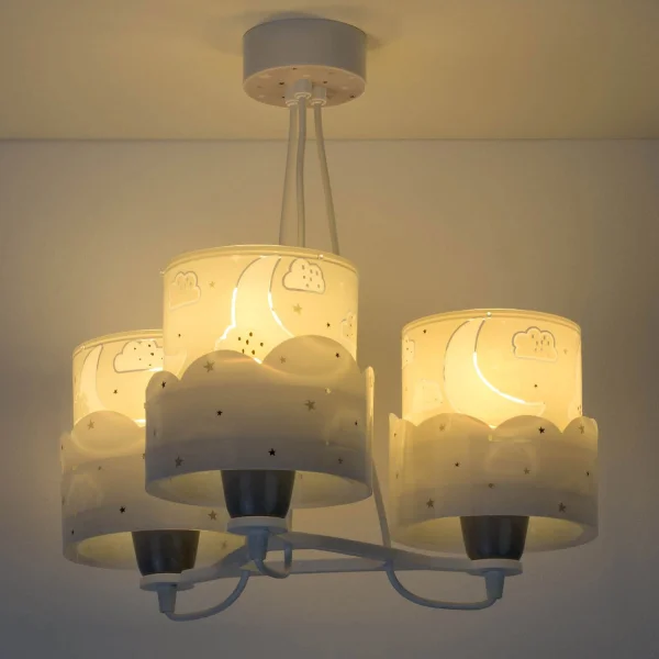 LAMPE POUR ENFANTS 3 LUMIÈRES DE LUNE E27 GRIS