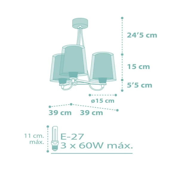 LAMPE POUR ENFANTS 3 LUMIÈRES RÊVE FLEURS E27 VERT