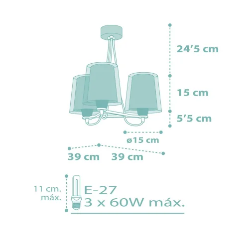 LAMPE POUR ENFANTS 3 LUMIÈRES RÊVE FLEURS E27 VERT