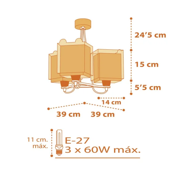 LAMPE POUR ENFANTS 3 PETITES LUMIÈRES DE TIGRE E27