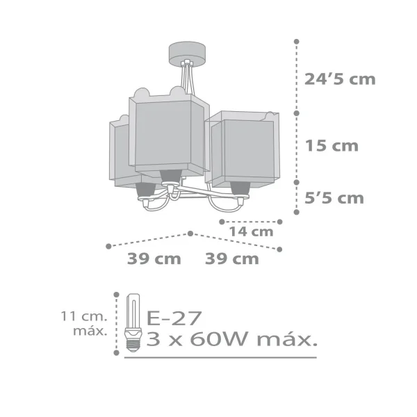 LAMPE POUR ENFANTS 3 LUMIÈRES PETIT TEDDY E27