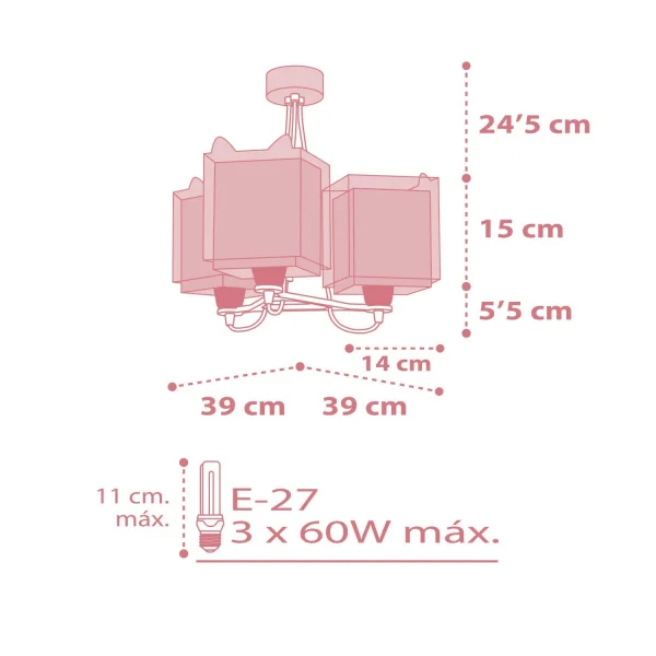 LAMPE POUR ENFANTS 3 LUMIÈRES PETIT RENARD E27