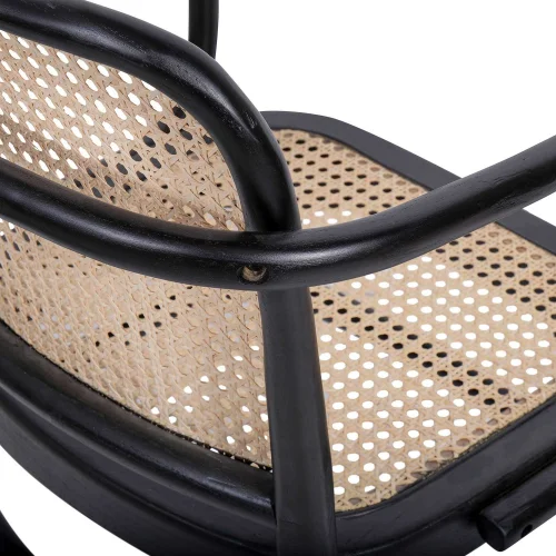 CHAISE HANNAH AVEC LES ACCOUDOIRS EN BOIS NOIR ROTIN