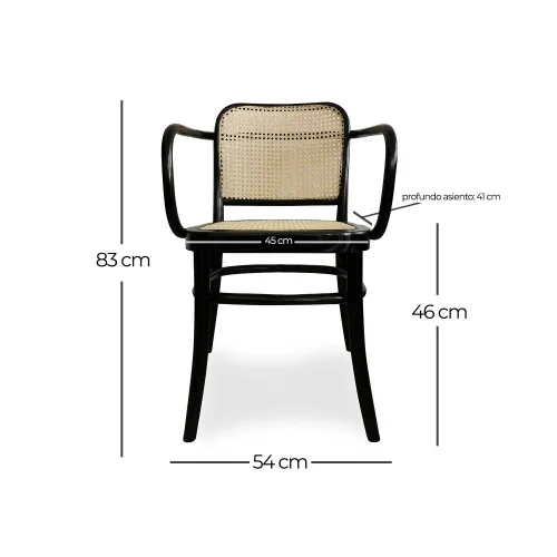 CHAISE HANNAH AVEC LES ACCOUDOIRS EN BOIS NOIR ROTIN