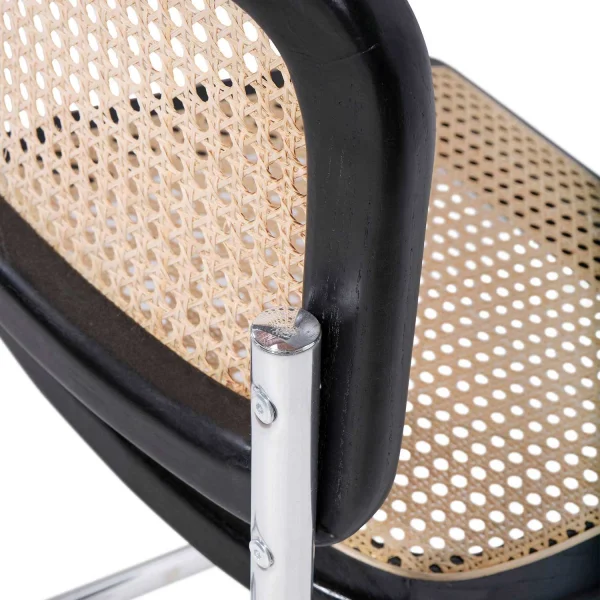 CHAISE WEBSTER NOIR ROTIN NATUREL