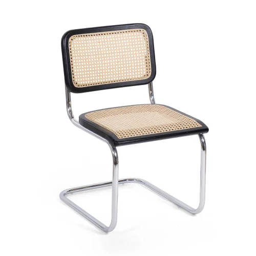 CHAISE WEBSTER NOIR ROTIN NATUREL