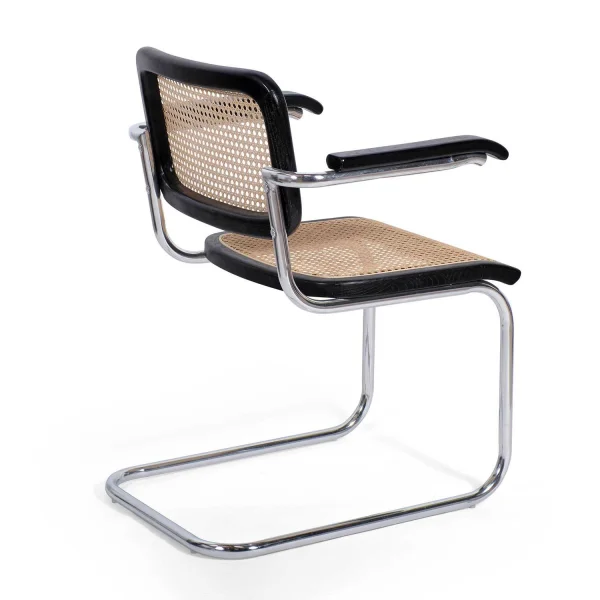 CHAISE WEBSTER AVEC ACCOUDOIRS NOIRS EN ROTIN NATUREL