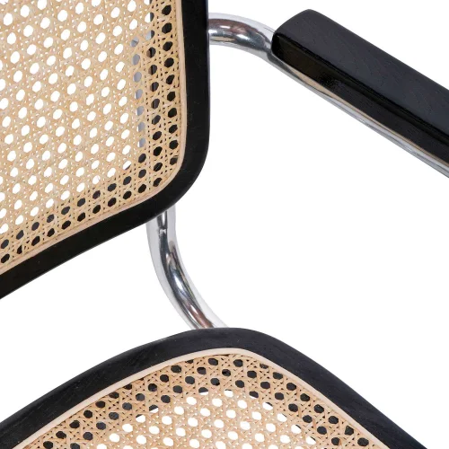 CHAISE WEBSTER AVEC ACCOUDOIRS NOIRS EN ROTIN NATUREL