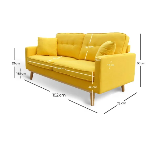 CANAPÉ LIZETH 3 CARRÉS ANTHRACITE