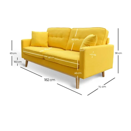 CANAPÉ LIZETH 3 CARRÉS ANTHRACITE