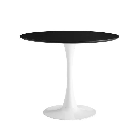 TABLE SAN ANTONI 90 CM BLANC JAMBE NOIR CASQUETTE 2
