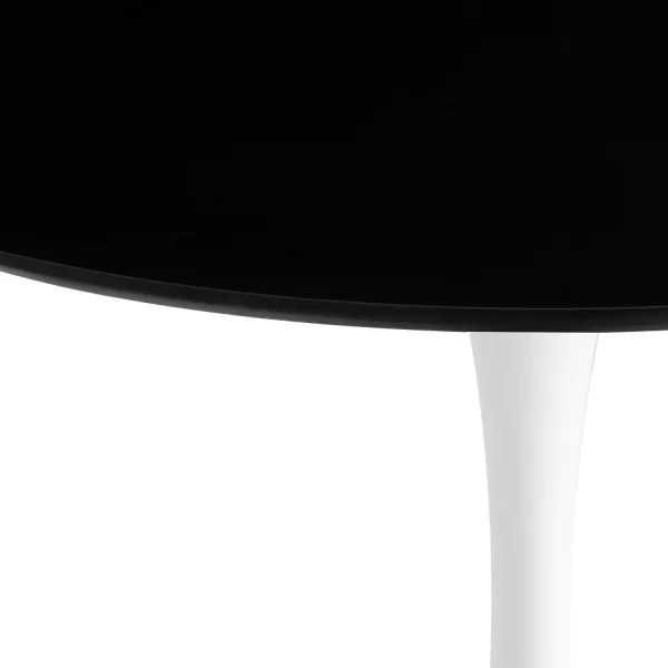 TABLE SAN ANTONI 90 CM BLANC JAMBE NOIR CASQUETTE