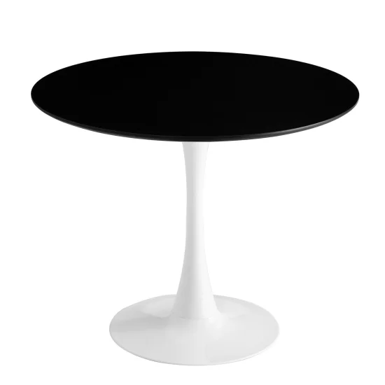 TABLE SAN ANTONI 90 CM BLANC JAMBE NOIR CASQUETTE