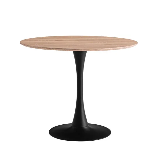 TABLE SAN ANTONI 90 CM JAMBE NOIRE COUVERCLE NATUREL