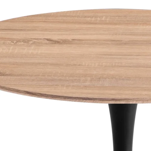 TABLE SAN ANTONI 90 CM JAMBE NOIRE COUVERCLE NATUREL