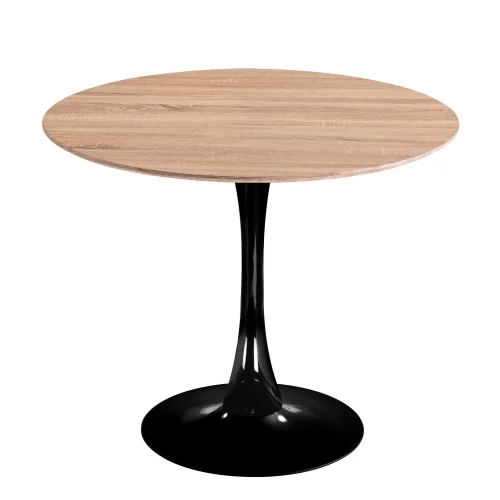 TABLE SAN ANTONI 90 CM JAMBE NOIRE COUVERCLE NATUREL
