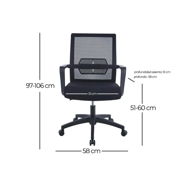 CHAISE DE BUREAU SCOTT AVEC DES ROUES NOIRES