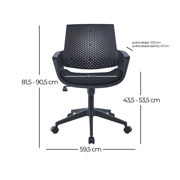 CHAISE DE BUREAU CLIFFORD AVEC DES ROUES NOIRES CHAISE DE BUREAU CLIFFORD AVEC DES ROUES NOIRES