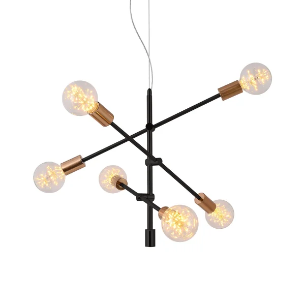 SUSPENSION JUPITER 6 LUMIÈRES NOIR