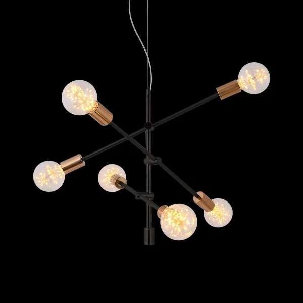 SUSPENSION JUPITER 6 LUMIÈRES NOIR